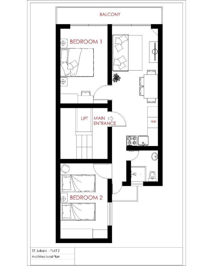 F2 - Lovely Two Bedrooms Flat Sea View, St Julians San Ġiljan Exterior foto